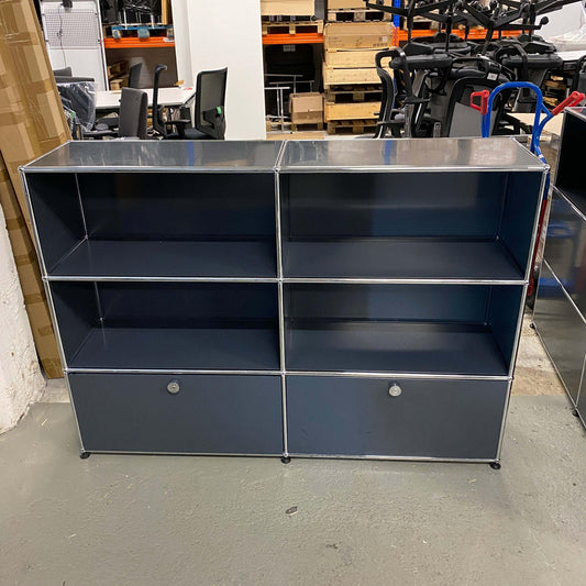 Anthracite USM Haller Highboard with 2x3 compartments and 2 drawers, 153x109x35cm