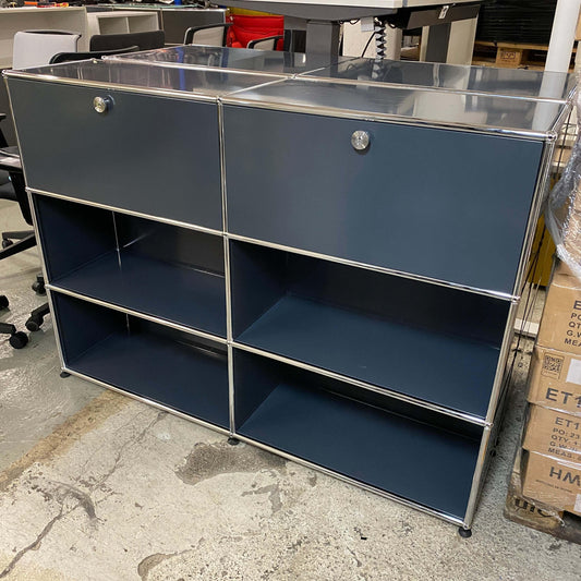 USM Haller Highboard anthracite with 2 flap doors and open shelves, 153x109x35cm