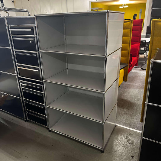 USM Haller light gray highboard with 1x4 open shelves, 77x144x50 cm