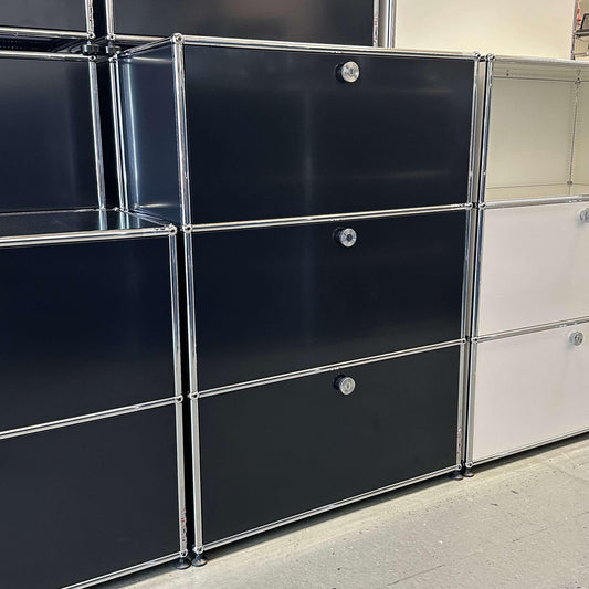Black USM Haller Highboard with three flap doors and 35cm depth