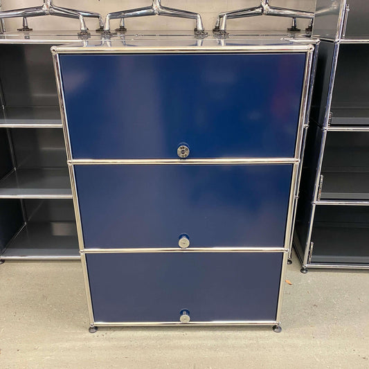 USM Haller Highboard stahlblau 3 Einschubtüren