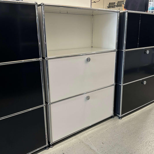 USM Haller Highboard white with two flap doors and 35cm depth