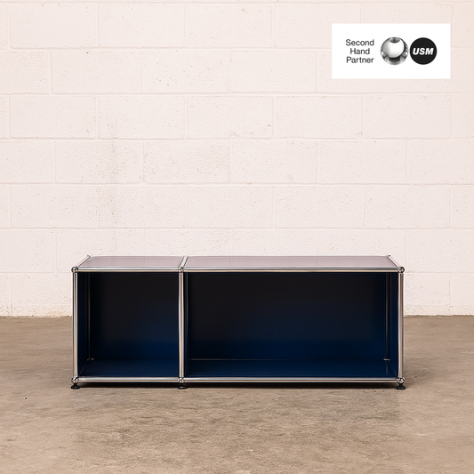 USM Haller Lowboard in stahlblau mit 2x1 Fächern, 113x39x38 cm, modernes Sideboard