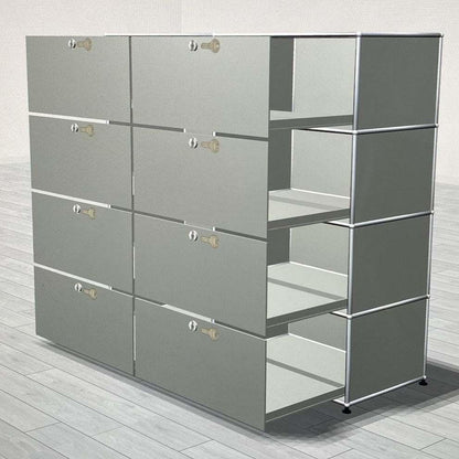 USM Haller Regal light gray 2x4 compartments with pull-out fronts and 50cm depth