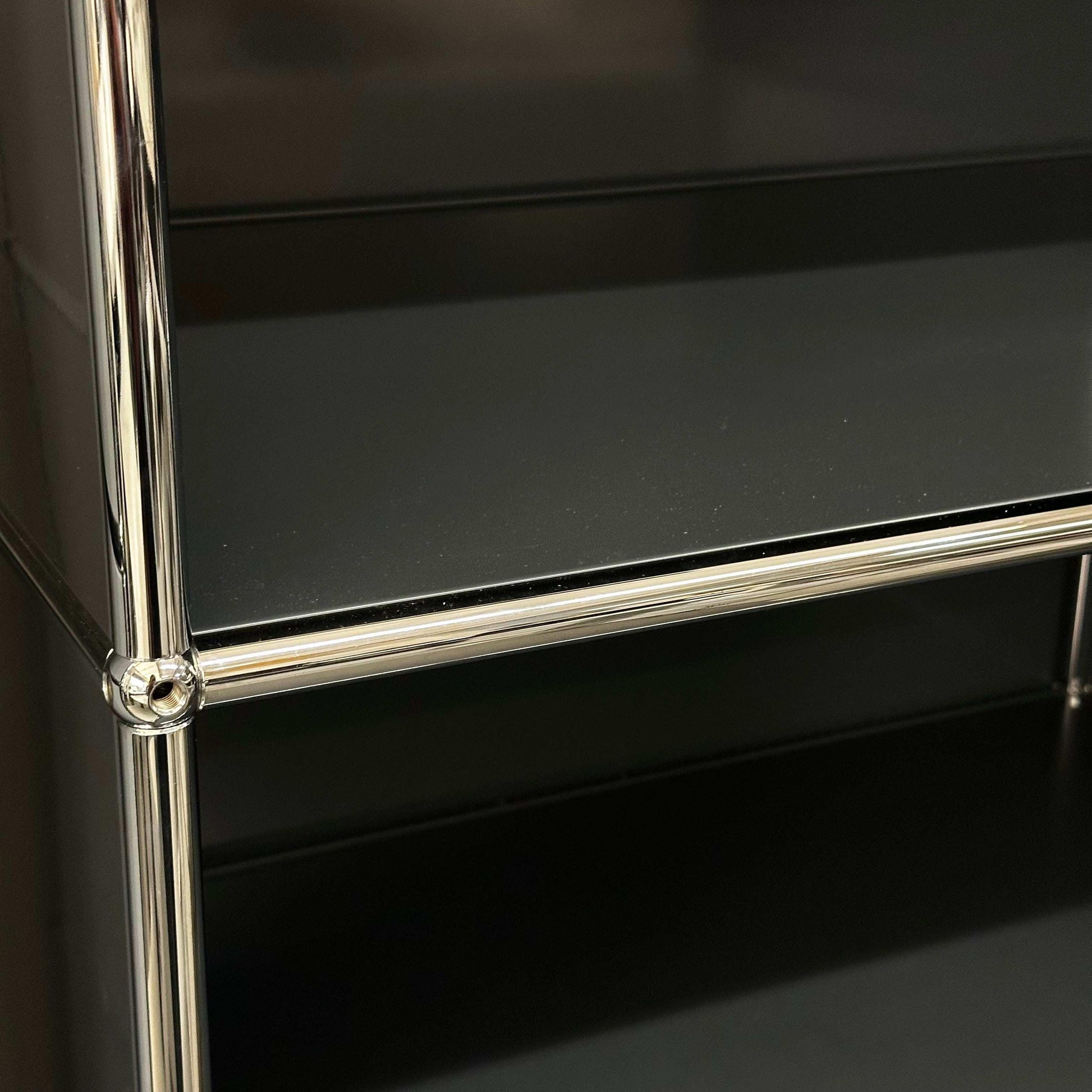 USM Haller Regal anthracite with 4 open shelves and chrome frame