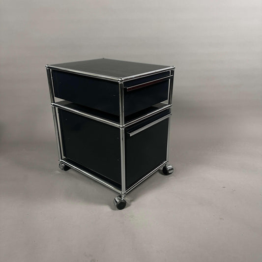 USM Haller Rollcontainer black two-drawer mobile storage cabinet on wheels