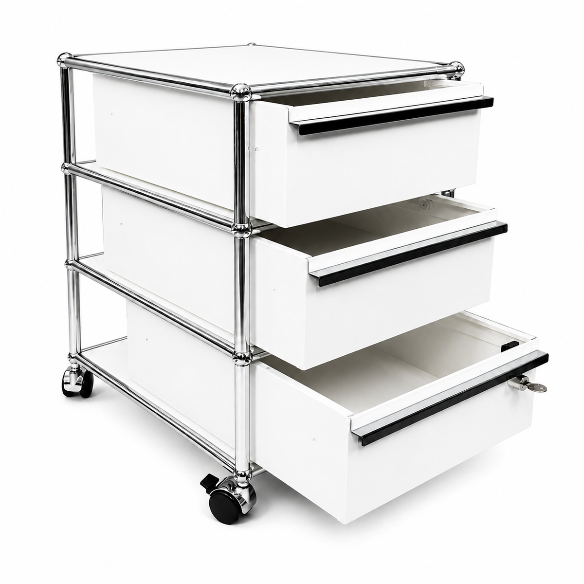USM Haller Rollcontainer weiß (3 Auszüge)