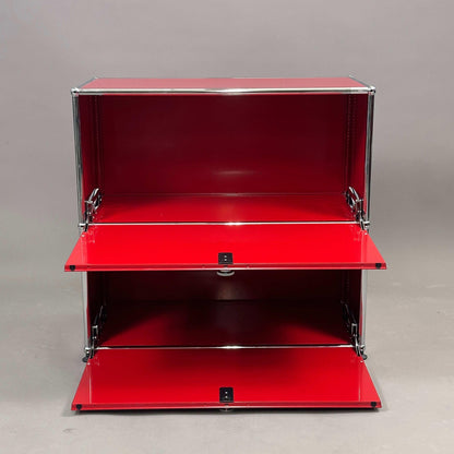 USM Haller Sideboard rubinrot mit 2 Klappen und 1 Fach, 74x78x38 cm
