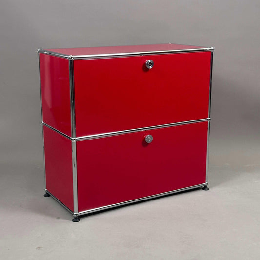 USM Haller Sideboard in Rubinrot mit 2 Klappen, 74x78x38 cm, modernes Design