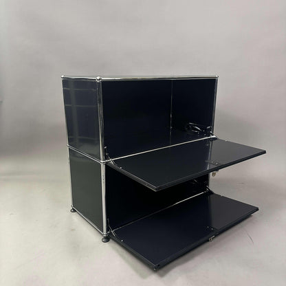 USM Haller Sideboard 1x2 in graphite black with two lockable drop-down doors