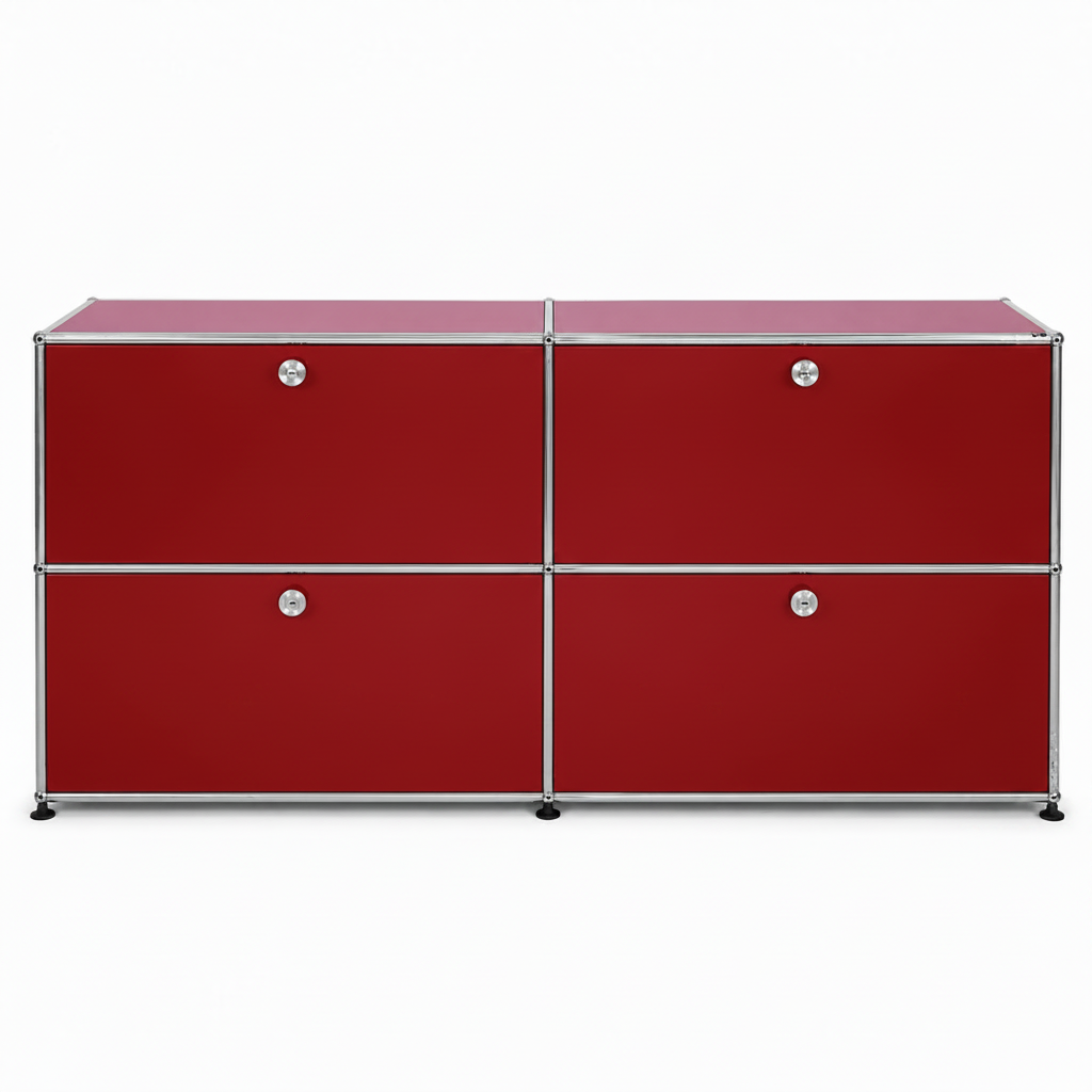 USM Haller Sideboard 2x2 Rubinrot 4 Klappen