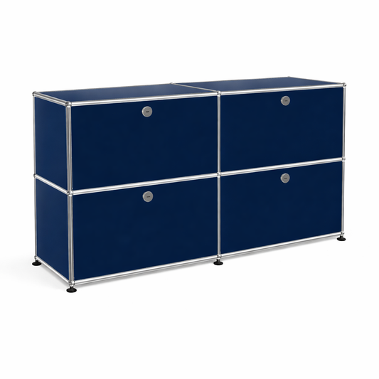 USM Haller Sideboard 2x2 Stahlblau 4 Klappen