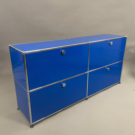 USM Haller Sideboard 2x2 mit 4 Klappen in enzianblau, Maße 153x74x38 cm, Top Zustand