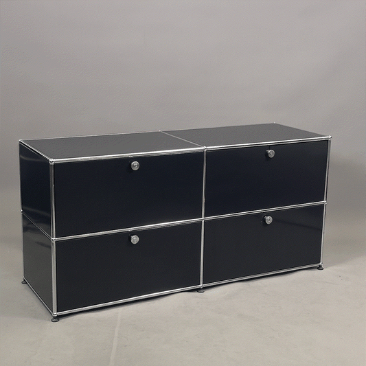 USM Haller Sideboard 2x2 graphitschwarz mit vier abschließbaren Klappen und 50 cm Tiefe