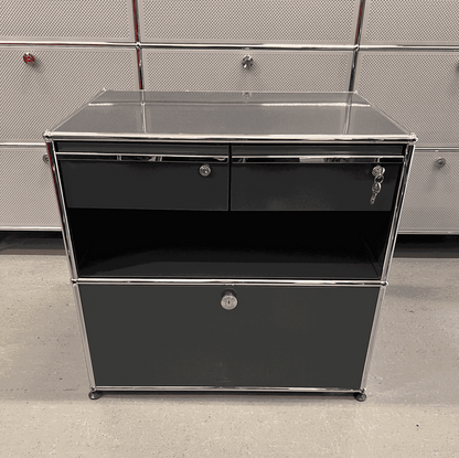 USM Haller Sideboard anthracite with two upper drawers and one lower pull-out compartment
