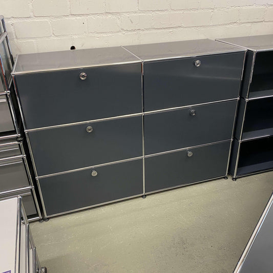 USM Haller Sideboard anthracite with 6 compartments, dimensions 153x53x109 cm