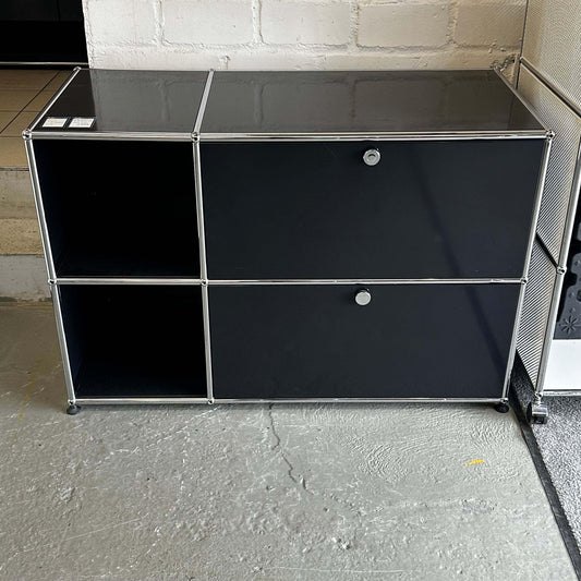 Black USM Haller Sideboard with modular compartments measuring 112.3x74x52.3cm