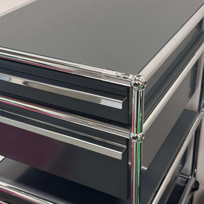 USM Haller Standcontainer anthracite gray 3-drawer metal office storage unit close-up