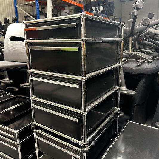 USM Haller Standcontainer black with 4 drawers and chrome frame, 41x68x52cm