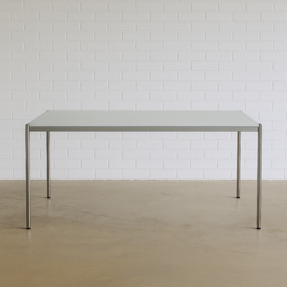 USM Haller Tisch 175x75cm Glas weiß unterlackiert