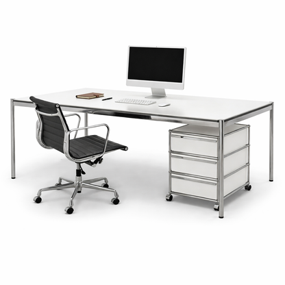 USM Haller Tisch 200x100cm perlgrau/weiß