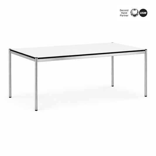 USM Haller Tisch 200x100cm perlgrau/weiß
