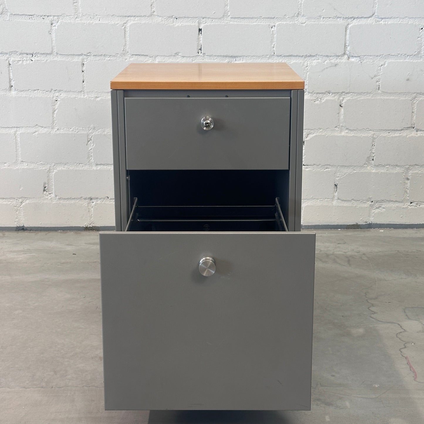 Rollcontainer Silber/Holz 2 [AKTION -100€]