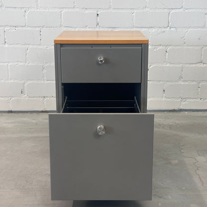 Rollcontainer Silber/Holz 2 [AKTION -100€]