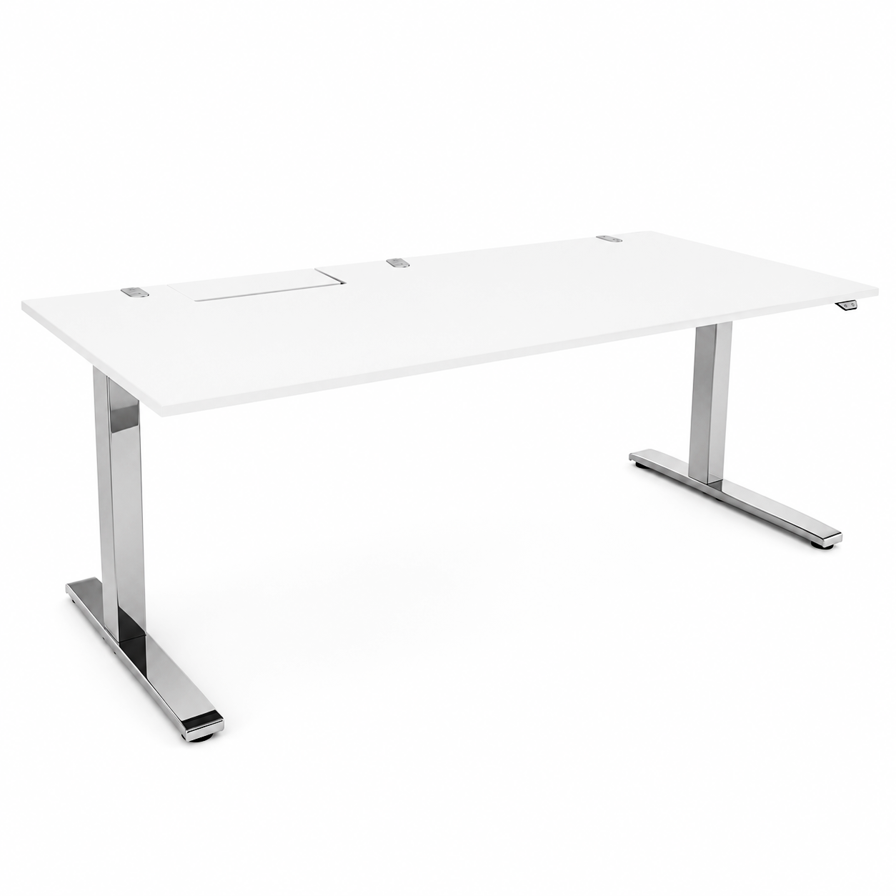 VS Serie 901 Schreibtisch in Weiß mit verchromtem, höhenverstellbarem Gestell