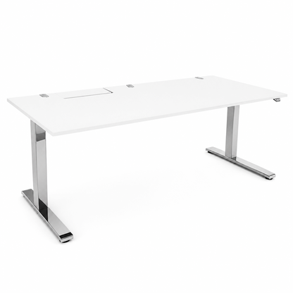 VS Serie 901 Schreibtisch in Weiß mit verchromtem, höhenverstellbarem Gestell