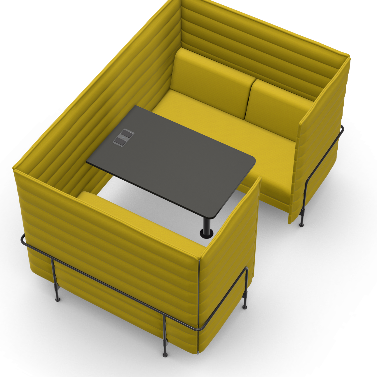 Vitra Alcove Cabin Highback mit Arbeitsplatte gelb