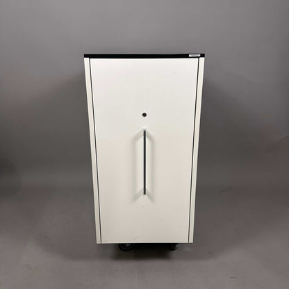 Vario Apothekerschrank weiß mit schwarzer Kante, 2 Schubladen, abschließbar, 80x45x70 cm
