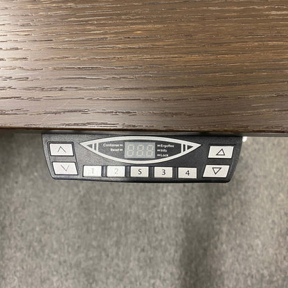 Electronic height adjustment control panel of Vario Change 200x100cm desk with smoked oak tabletop and T-foot frame