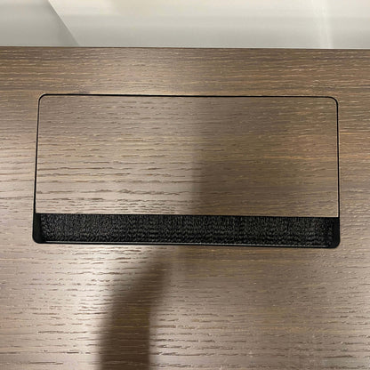 Vario Change 200x100cm desk with smoky oak finish and built-in cable management flap