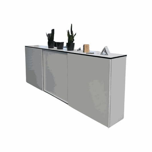 Vario Highboard M7 premium white cabinet with sliding door and three shelves