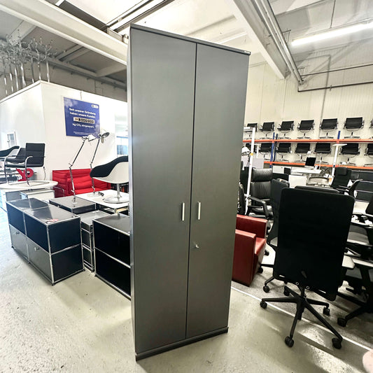 Vario Hochschrank 6OH abschließbarer anthrazitgrauer Büroschrank 226x79x43 cm