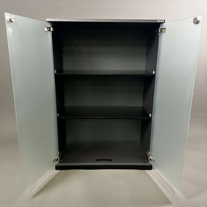 Vario Sideboard anthrazitgrauer Hochschrank mit abschließbarer Glasfront und drei offenen Regalfächern