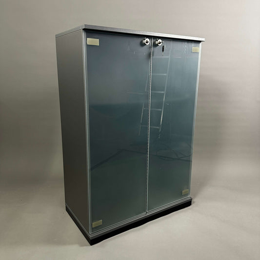 Vario Sideboard 3OH anthrazitgrau abschließbar mit Glasfront, Maße 116x79x43 cm, modernes Design