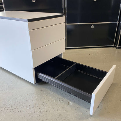 Vario VERSA S Rollcontainer mobile drawer unit in premium white with black edges and soft-close drawers