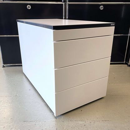 Vario VERSA S Rollcontainer white mobile cabinet with 3 drawers and black edged top