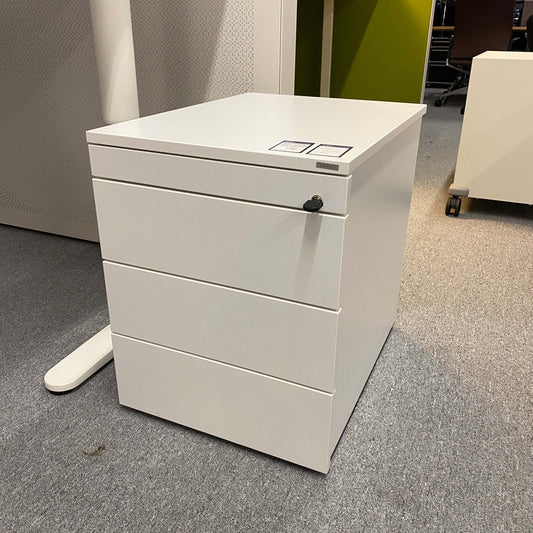 White Vario Versa Rollcontainer with four drawers and lock, measuring 44x58x60cm