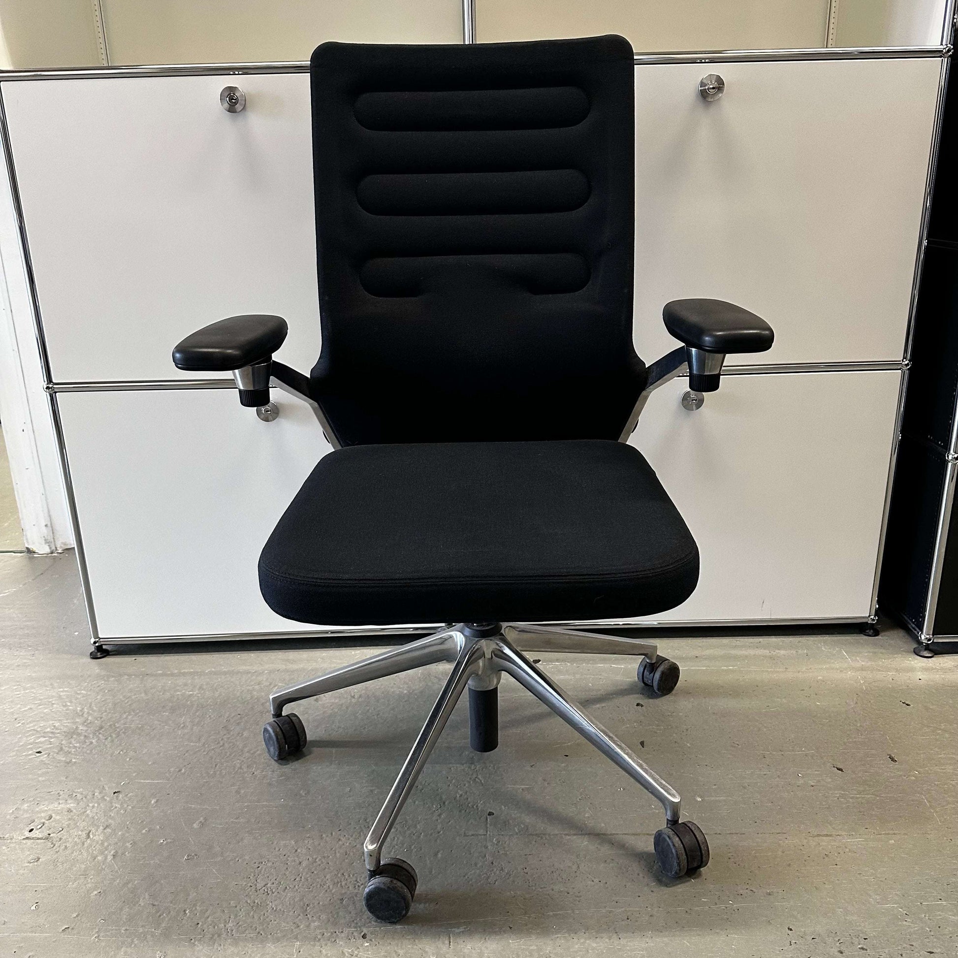 Vitra AC 4 black office chair with chrome frame and ergonomic design for comfort and style