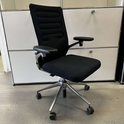 Vitra AC 4 ergonomic black office chair with chrome frame and adjustable armrests