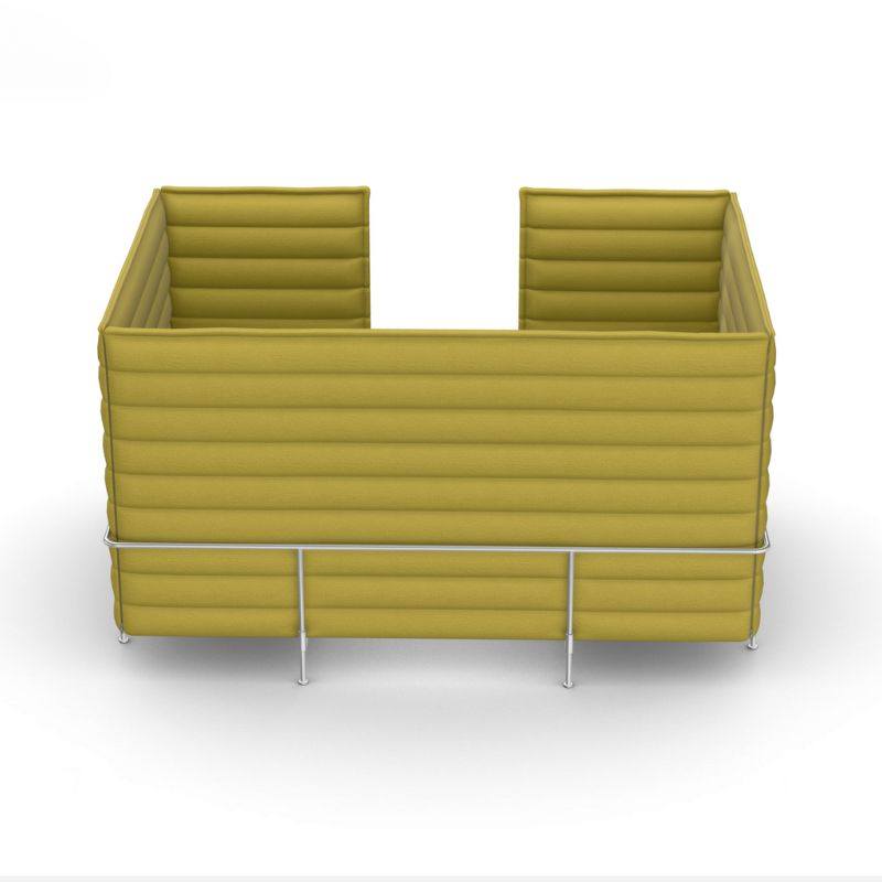 Vitra Alcove Cabin 2-Sitzer Highback grün Avocado mit gepolsterten Seiten- und Rückenpaneelen und Arbeitsplatte