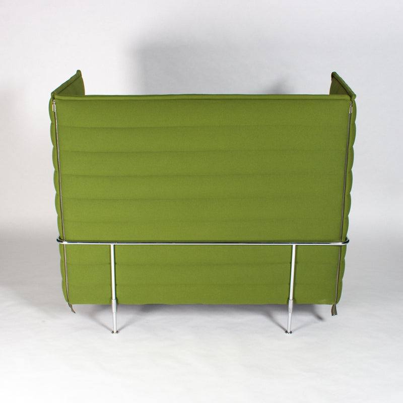 Vitra Alcove Highback 2-seater sofa in green and grey with high backrest and work cushioning