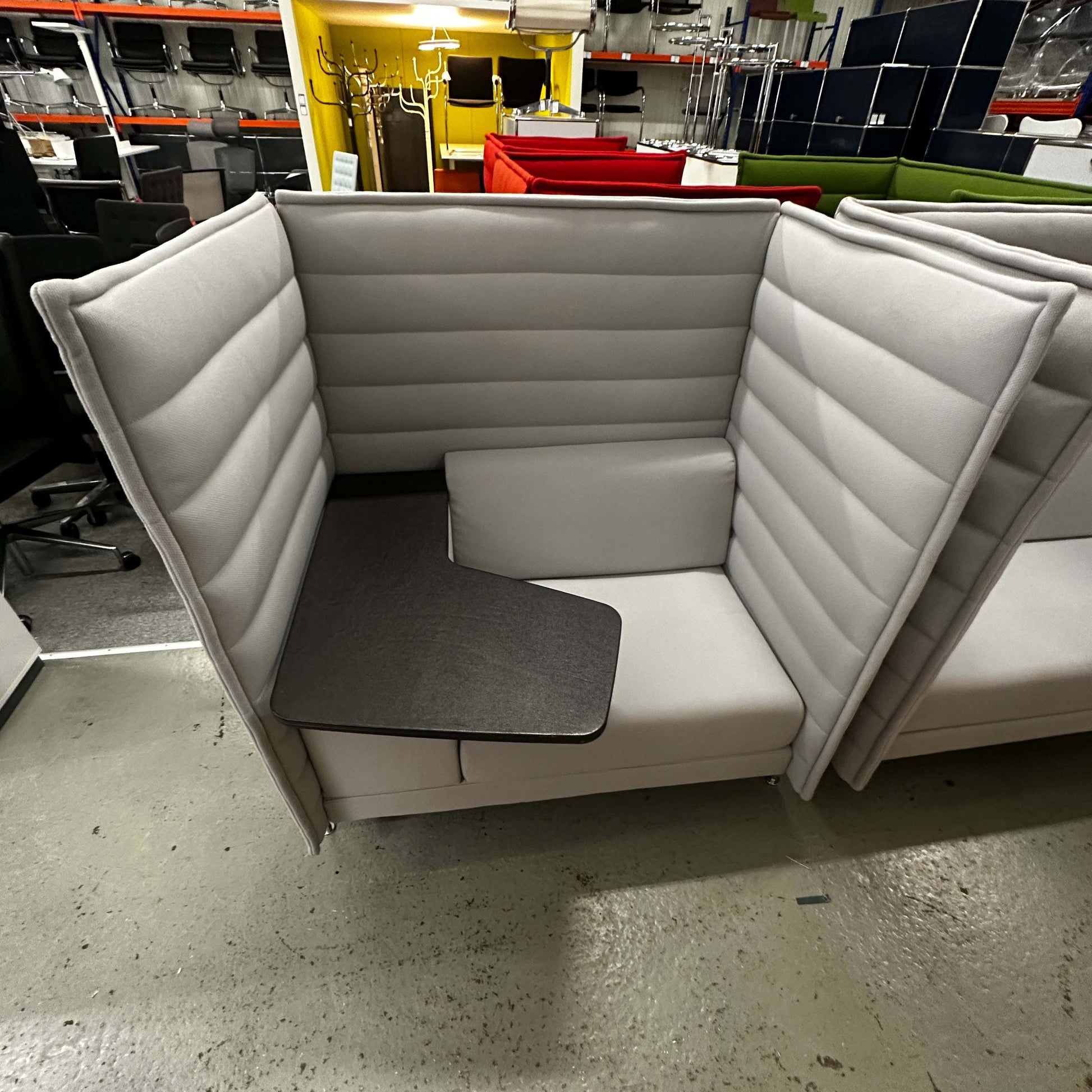 Vitra Alcove Highback Work gray office chair with high back and integrated table for privacy and focus