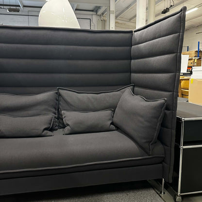 Vitra Alcove Zweisitzer gray two-seater sofa with high backrest and padded cushions in modern design