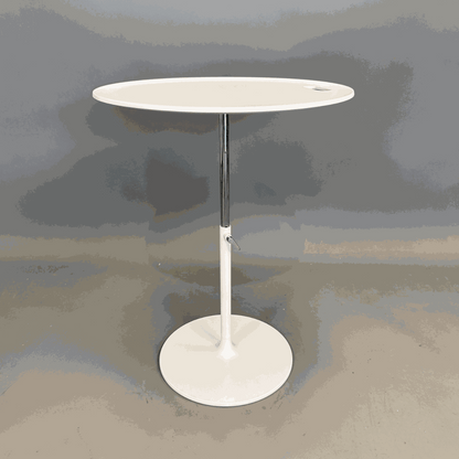 Vitra Beistelltisch Rise Table höhenverstellbar weiß mit rundem Tischblatt und stabilem Fuß