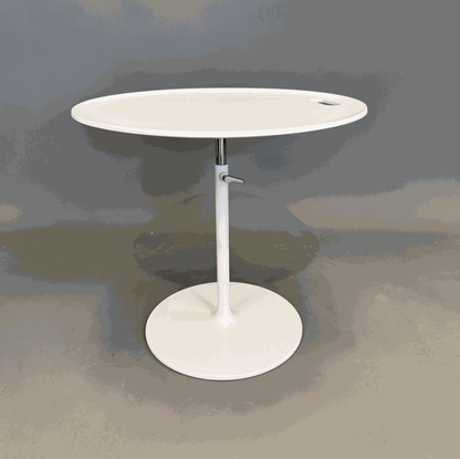 Vitra Beistelltisch Rise Table höhenverstellbar von 48 bis 66 cm, weißer runder Tisch mit 50 cm Durchmesser