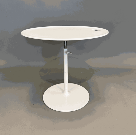 Vitra Beistelltisch Rise Table höhenverstellbar von 48 bis 66 cm, weißer runder Tisch mit 50 cm Durchmesser
